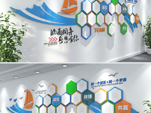 揚帆起航 創意藍色帆船主題企業文化墻，打造活力員工風采展示空間